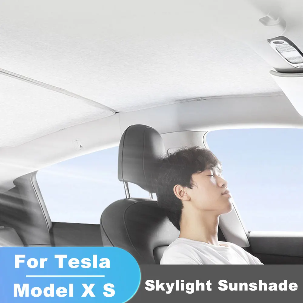 

For Tesla Model X S Glass Roof Sunshade Car Skylight Blind Shading New Style Suede Net Automotive Interior Shade Net