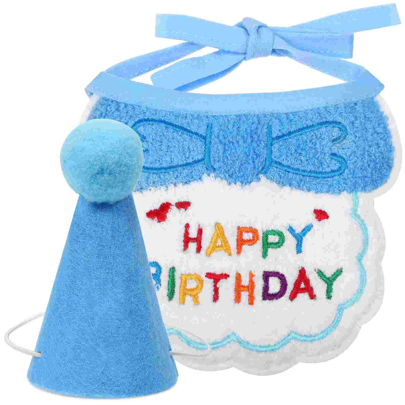 

Pet Birthday Bib Set Cat Party Decoration Happy Decorations Hat Outfit Dog Ornament Present The