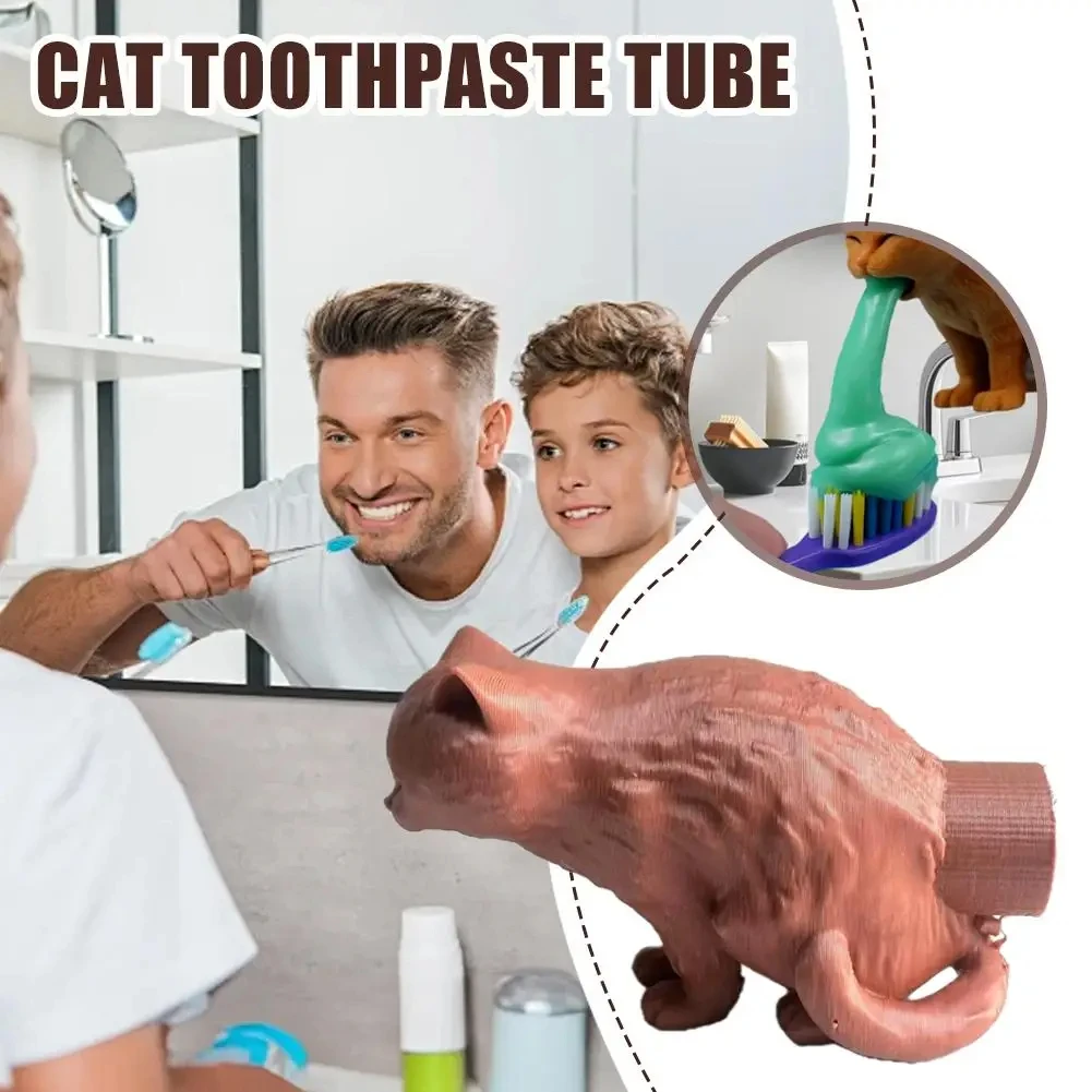 Prank Spoof Cat 3D Printed Toothpaste Squeezer Reusable Compact Design Vomiting Toothpaste Head Toothpaste Tube Adapter