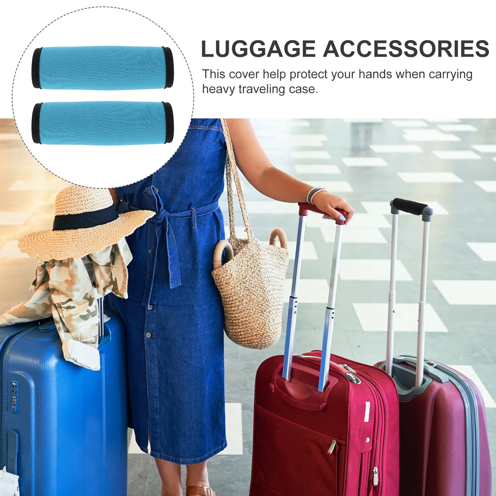 2 قطعة مقبض الأمتعة يلتف النيوبرين مقبض القبضات حقيبة السفر يغطي حقيبة اليد حماة إكسسوارات الأمتعة #4