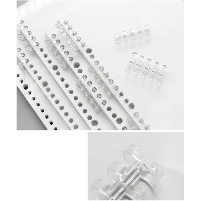 W89C Clear Ring Capacidad 80 páginas Anillo enlace peine plástico para escuela oficina