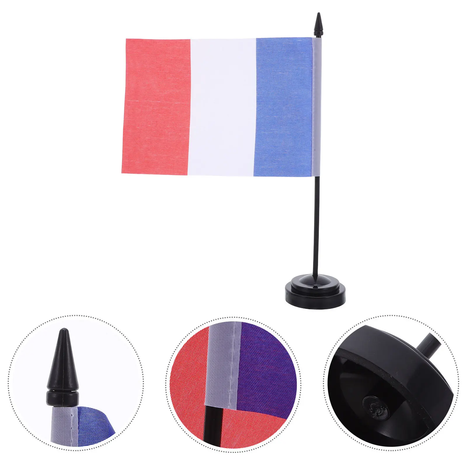 10Pcs Mini France Desk Flags Table Flags with Base Office Desk Decor Conference Room Flag Display Small Flag French Decorations