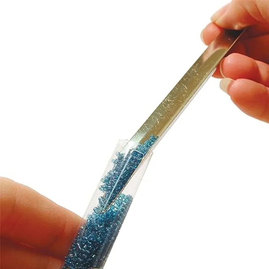 ScoopEEZ Scoops Beads with Ease Curved Metal Tool with Pointed Tip to Pick Up Beads and Guide into Tubes Great for Cleanup, Sto