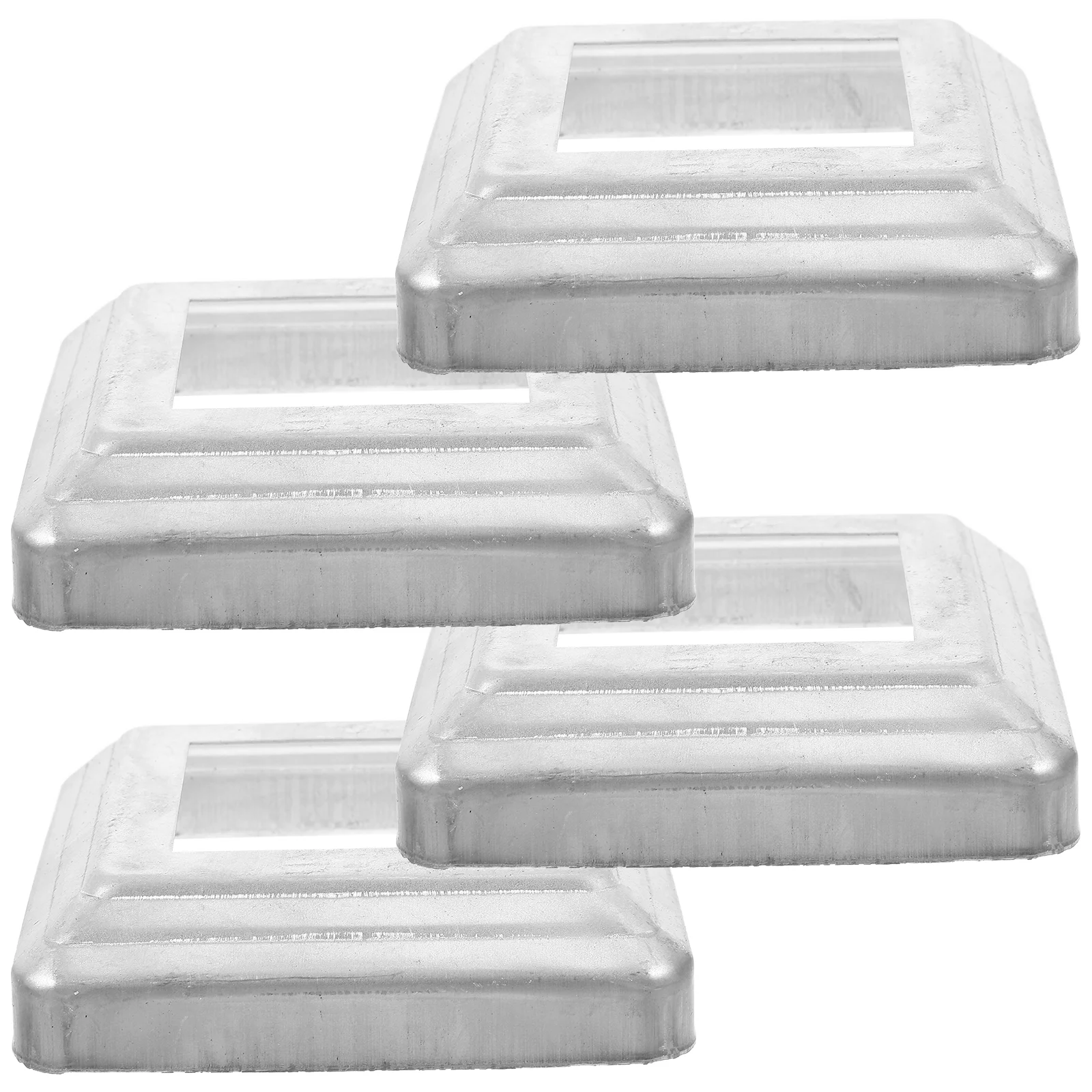 4 Uds cubierta de pie de barandilla tapas de poste de cerca decorativas falda de reemplazo plateada de acero Zinc