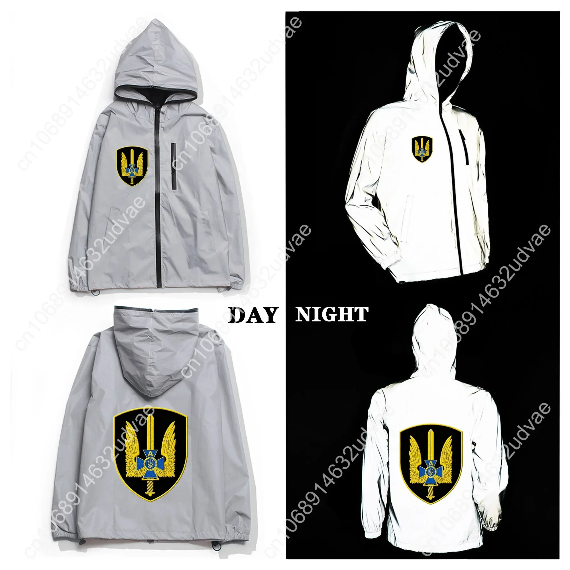 Ucrania Special Forces Reflective Jacket Mens Womens Coat Hooded Windbreaker Runing Pocket Jackets Zipper Customized Hoodie