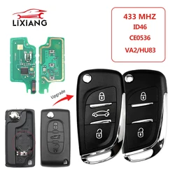 LIXIANG  for  Peugeot 207 307 407 208 308 408 607 Partner  Ce0536 433Mhz ID46 2/3 Buttons ASK FSK Modified Remote Car Key