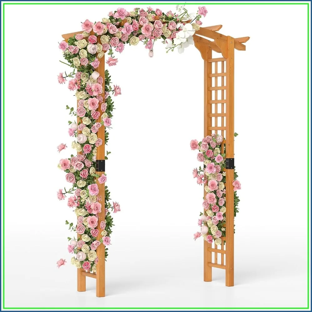 Wooden Garden Arch 7.5 ft Outdoor Arbor for Climbing Plants