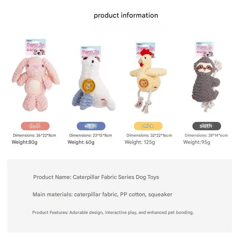 

Chew Resistant Squeaky Dog Toys - Interactive Plush Toys for Medium & Large Dogs, Boredom Relief & Teeth Cleaning