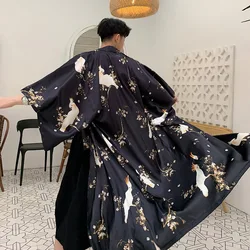 Wysokiej jakości Yukata Haori mężczyźni japoński długi kardigan Kimono samuraj kostium odzież nocna kurtka szata Kimono Yukata Haori