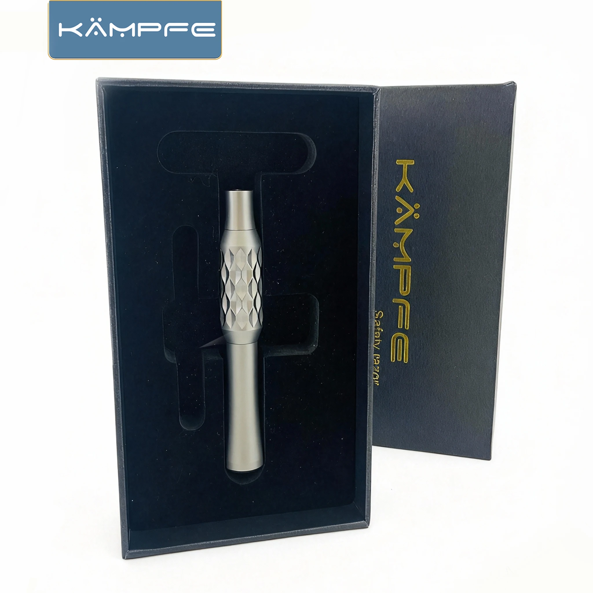 KAMPFE ماكينة حلاقة آمنة ذات حافة مزدوجة ومتانة من مادة الفولاذ المقاوم للصدأ الصلبة مع مجموعة متنوعة من رؤوس شفرات الحلاقة الآمنة