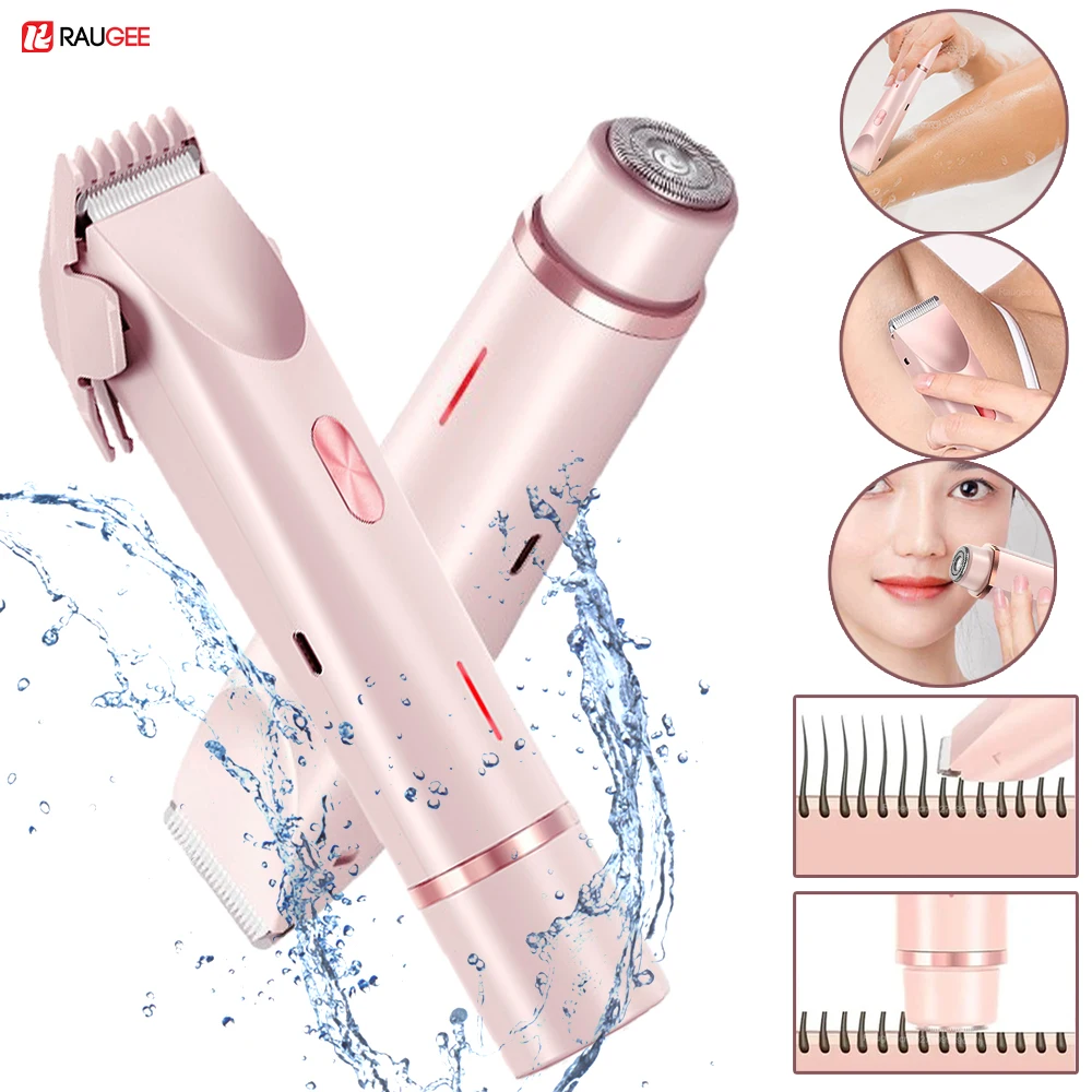 

Electric Shaver for Women 2 in 1 Electric Razor Waterproof Painless Bikini Trimmer Wet and Dry Use Hair Removal Electric Shaver