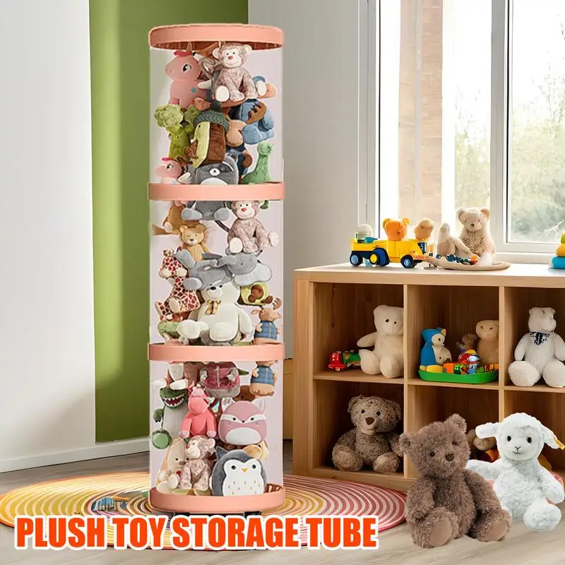 Vertical Toy Storage Tube Stuffed Animal Storage Tube With Buckle Vertical Stuffed Animal under The Bed Storage Low Profile