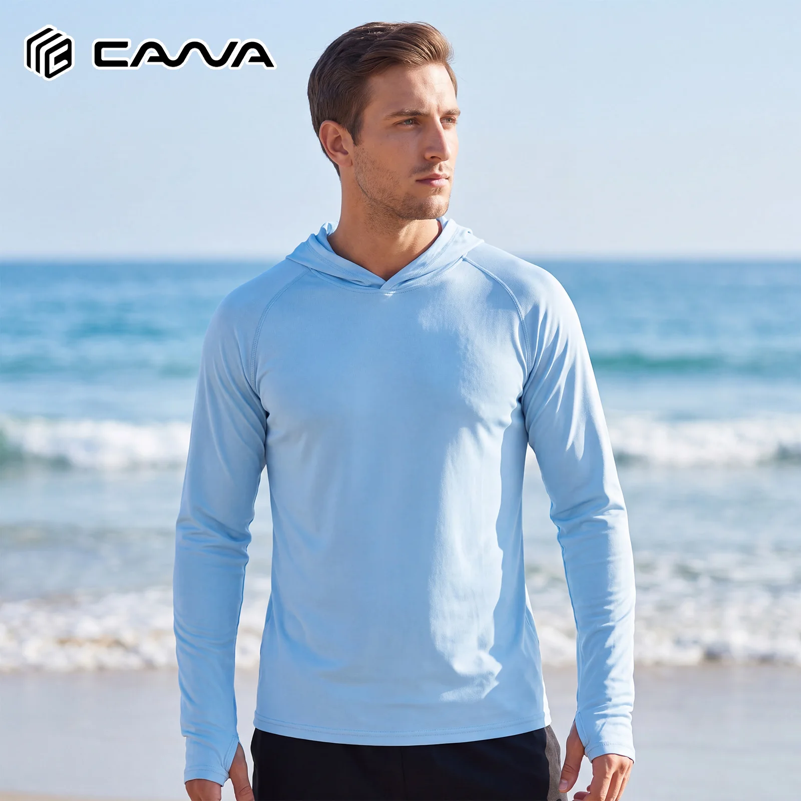 Men's UPF 50+ Sun Protection Hoodie Shirt Long Sleeve Quick Dry Fishing Shirt Lightweight Outdoor Hiking Workout T-Shirt