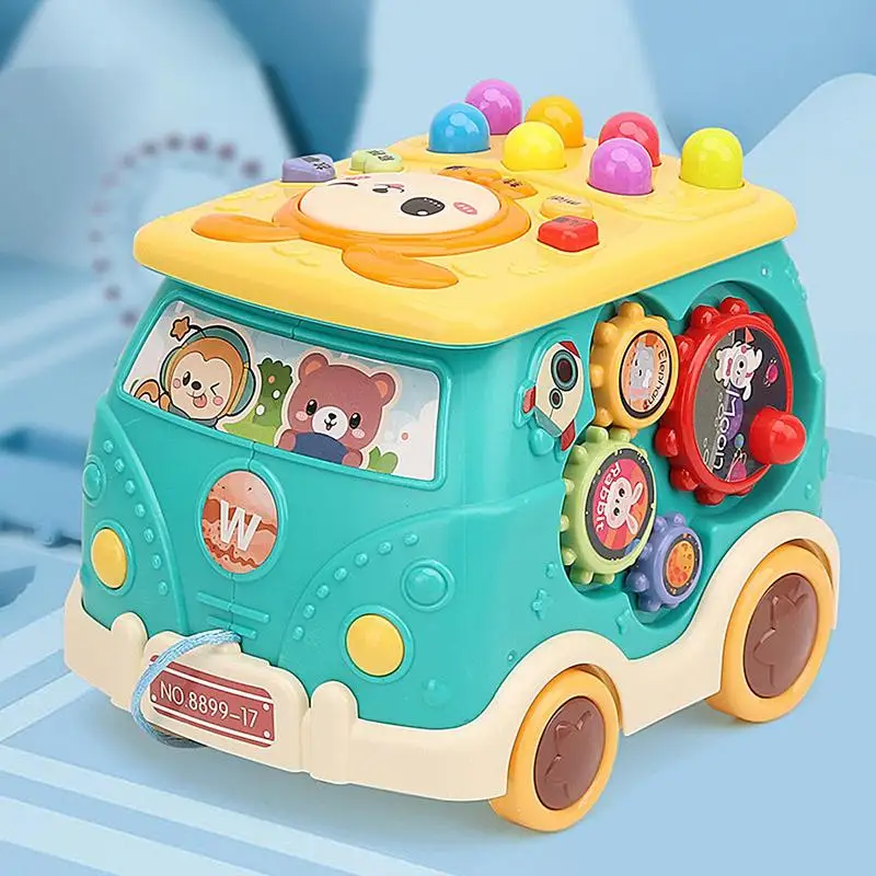 Giocattoli per autobus per bambini Gioco da tavolo giocattolo per autobus Giocattoli educativi per autobus per cartoni animati con luce e musica per ragazzi e ragazze per bambini di età superiore a 1