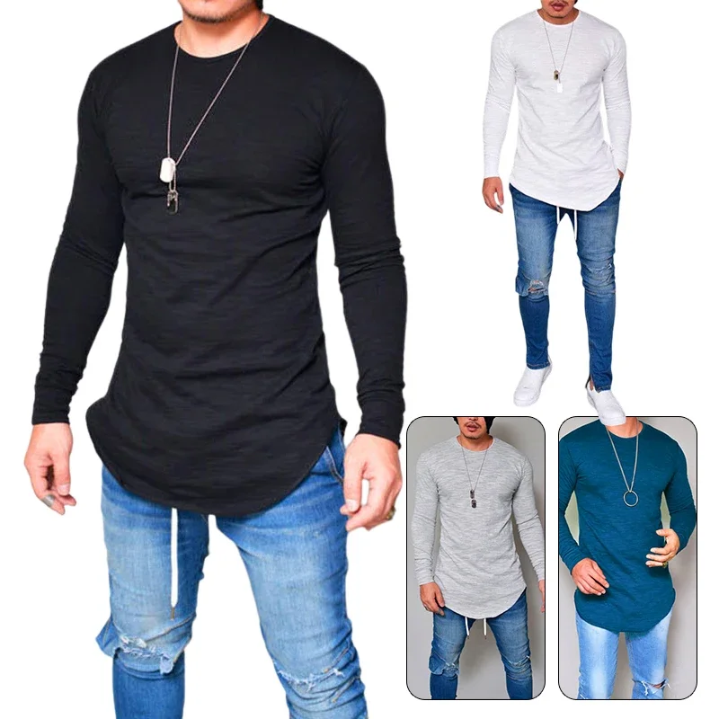 Men\'s T-Shirts Lycra S-3Xl Long Sleeved Men T Shirt Pure Color Casual Mens Long Sleeve Man T-Shirt for Male