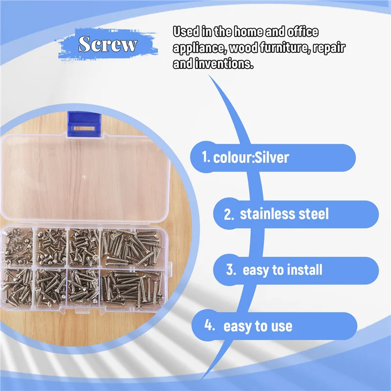GOOD-200 個 M3 ステンレス鋼皿ネジキット高強度タッピンネジ詰め合わせセット木製家具用