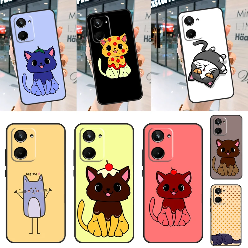 Cute Kawaii Blueberry Cat Case For Realme GT Neo 5 3T 2T 9 10 11 Pro Plus C21Y C11 C15 C25 C30 C31 C35 C55 C33 Cover