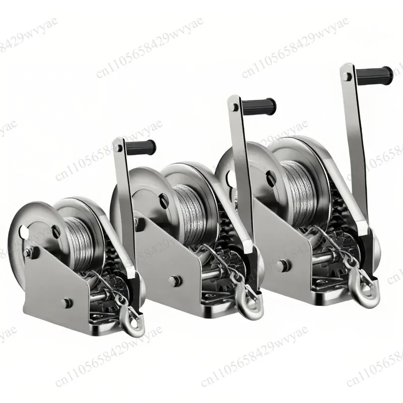 800-2600LBS 304 Stainless Steel Self-locking Hand Winch Manual Lifting Hoist for Boat Truck Tractor