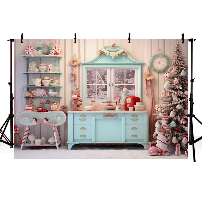 Mehofond-Fondo de fotografía de Navidad para interiores, cocina, árbol de Navidad, retrato familiar para niños, decoración, estudio fotográfico