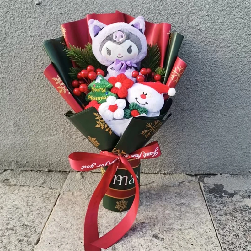 MINISO Świąteczny Bukiet Hello Kitty Kuromi Cinnamoroll My Melody Pluszowa Lalka Zabawka Walentynki Urodziny Prezent Świąteczny