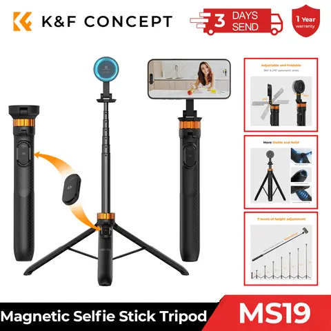 K&F Concept 63” iPhone용 자기 셀카봉 삼각대 iPhone 16 Pro Max용 무선 리모콘이 포함된 경량 핸드폰 스탠드 K&F Concept 63” iPhone용 자기 셀카봉 삼각대 iPhone 16 Pro Max용 무선 리모콘이 포함된 경량 핸드폰 스탠드