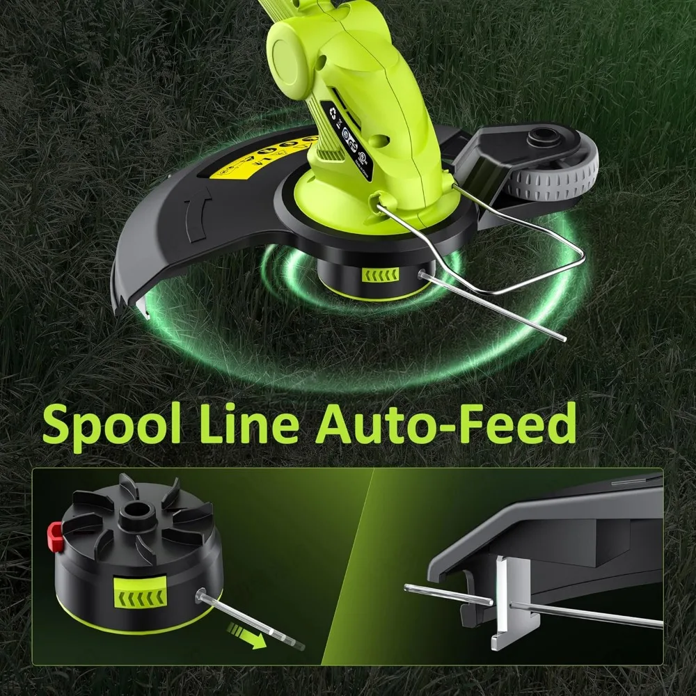 ماكينة تشذيب كهربائية لاسلكية 20 فولت مع قطع 12 بوصة وبطاريتين وشاحن للحديقة والحديقة