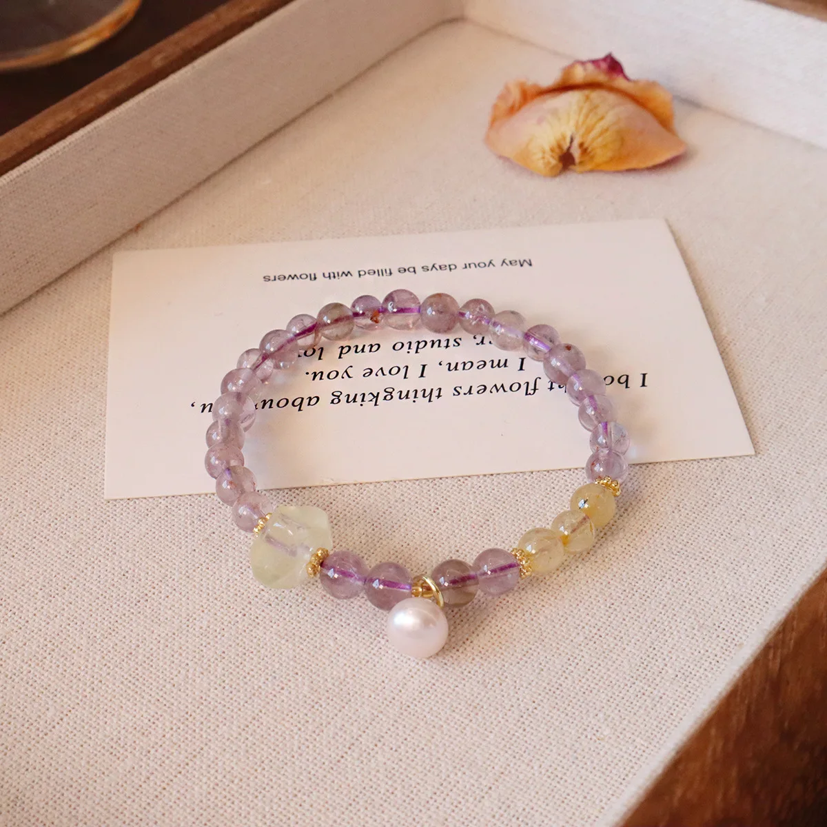 

Round Coin Freshwater Pearl Geometric Charm 6mm Light Purple Crystal Amethyst Citrine Women's Beaded Strand Bracelets 1450