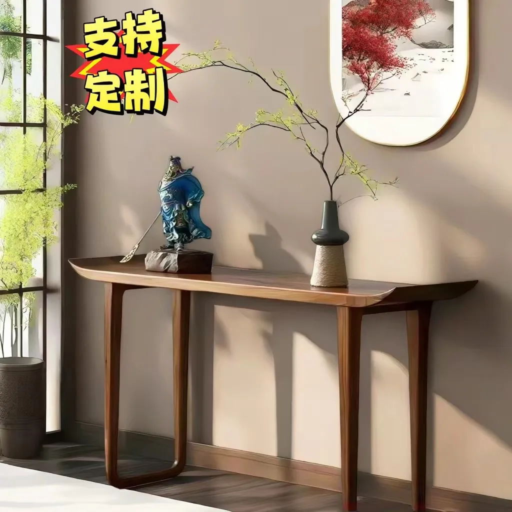 New Chinese-style entrance table against the wall, narrow  entry strip case, warped head , hotel end view