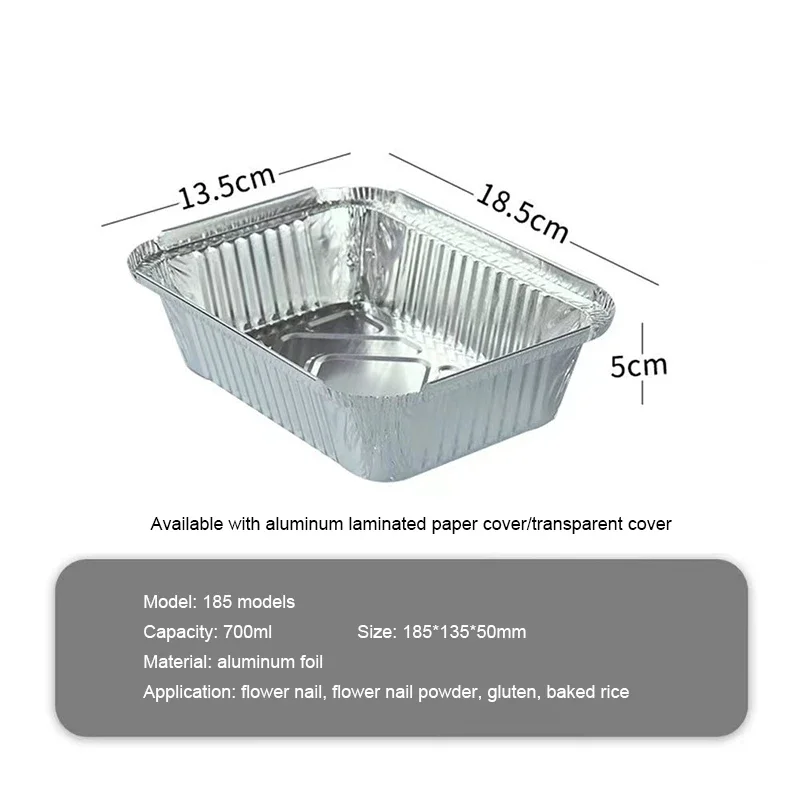 Plateau rectangulaire en aluminium jetable, plateau en aluminium, boîte à emporter pour l'emballage, la cuisson et le rôtissage