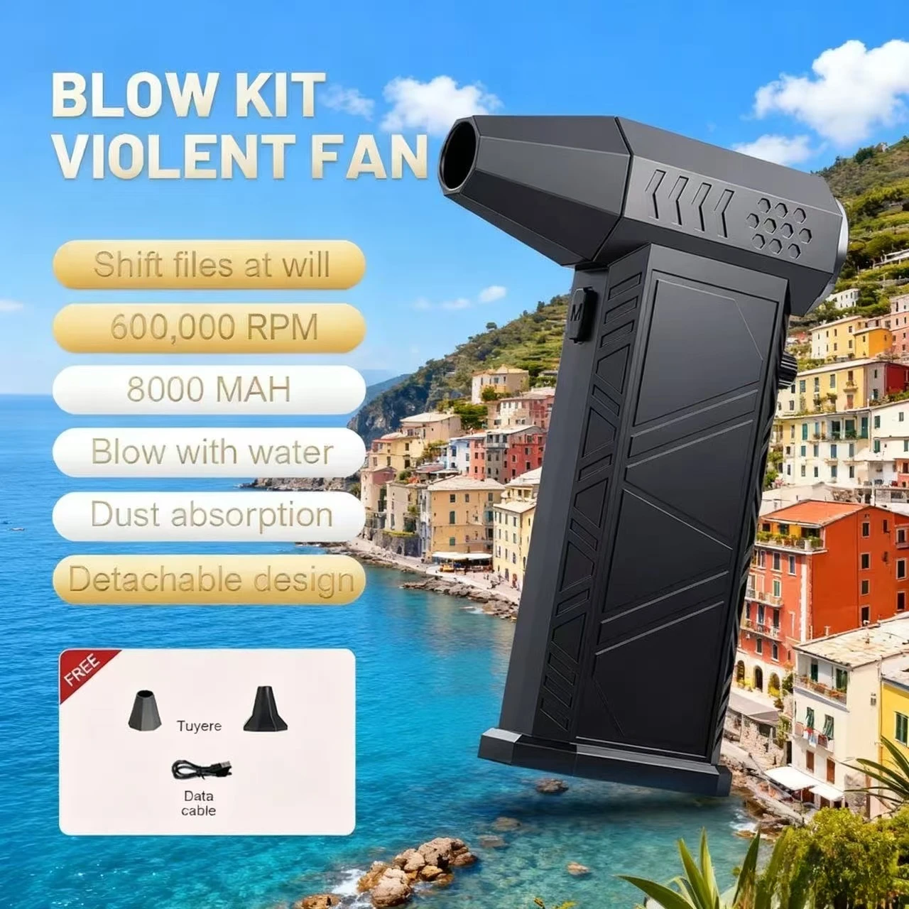 

X9 Turbo Jet Blower 600000RPM Мощный воздуходувка Бесщеточный двигатель Турбовентилятор Скорость ветра 58 м/с 8000 мАч Souffleur Air Puissant Tool