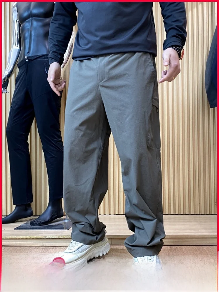 

Spring Outdoor Men's Casual Straight Leg Workwear Trousers Faionable Constant een Version Store Front Flat Cut Elastic