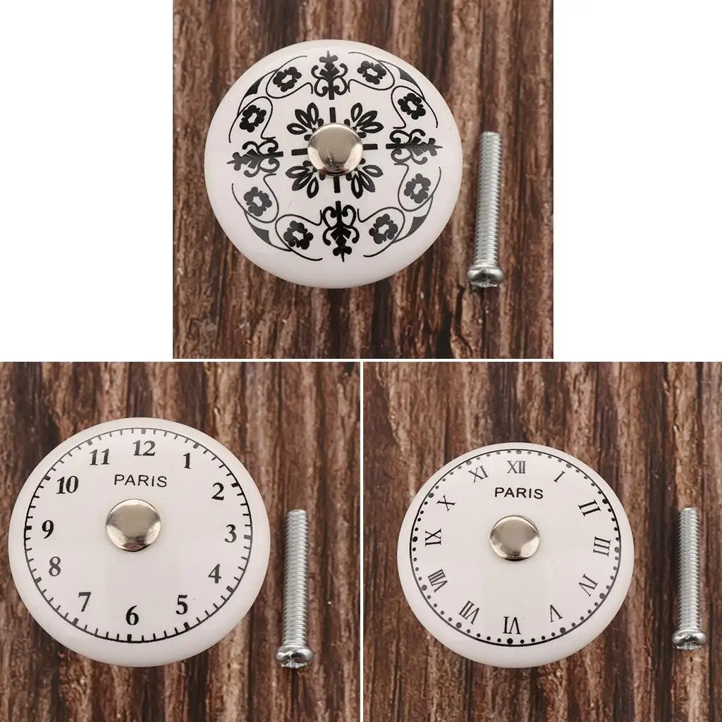 Antique Ceramic Cabinet Knob Pull Round Handle Furniture Hardware for Kitchen Cupboards Closet Drawers