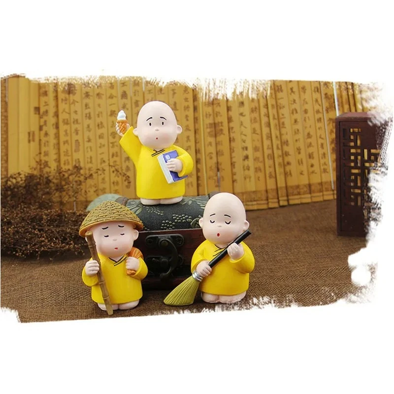 3 قطعة تماثيل الراهب البوذي شاولين الحلي ديكور المنزل للسيارة ثقالة الورق فنغ شوي المنمنمات الهدايا