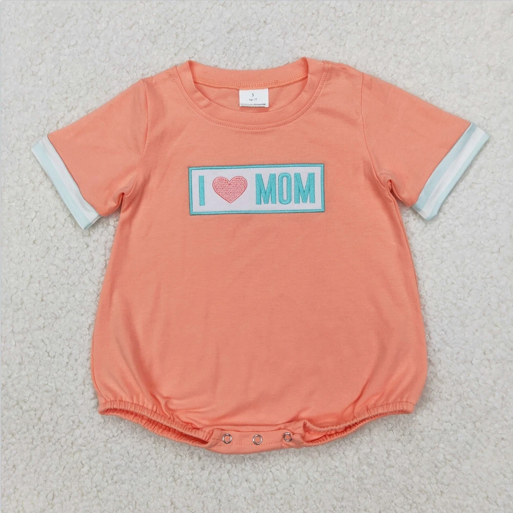 

New Hot Sale Short sleeve Baby Infant Girls Boys Sibling Jumpsuit Bodysuit Embroidery Baby Infant Boys I LOVE MOM Rompers