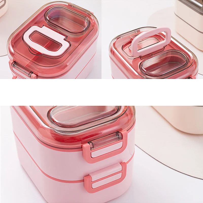 1-2 Layer Stainless Steel Bento Box With Compartment Kids Student Worker Outdoor Leakproof Lunch Box Food Storage Container Set