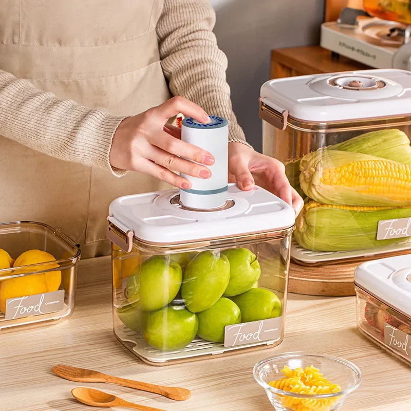 Food Vacuum Storage Box Fresh-Keeping Sealed Canister Large Capacity Food Organizer Dispenser for Kitchen Storage Box