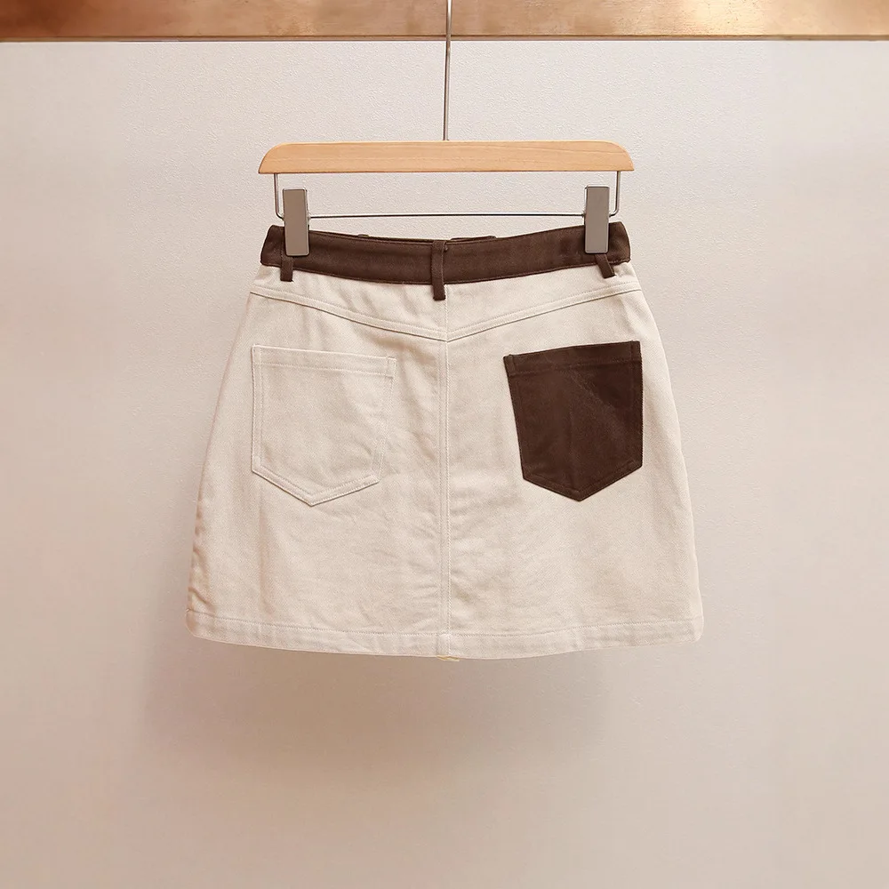 Cintura alta a linha saia feminina retro cor blo design sensação ci ao ar livre sle commute vento saia de casal