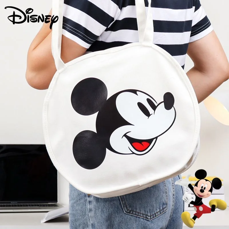 Peripheral Disney Alien Mickey Cute Creative Cartoon Pattern Single-Shoulder Canvas Bag Fashion Large Capacity Portable Handbag