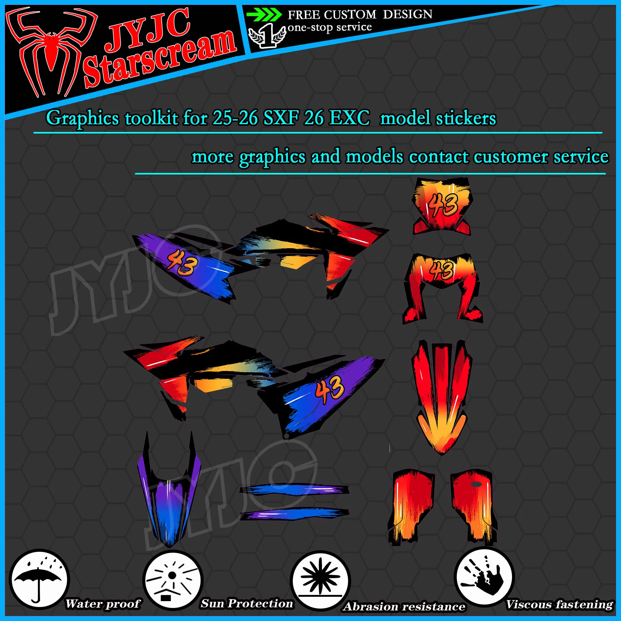 

Graphic Kit for 25-26 SXF 26-27 EXC 200 250 300 350 400 450 Motorcycle Decal Stickers