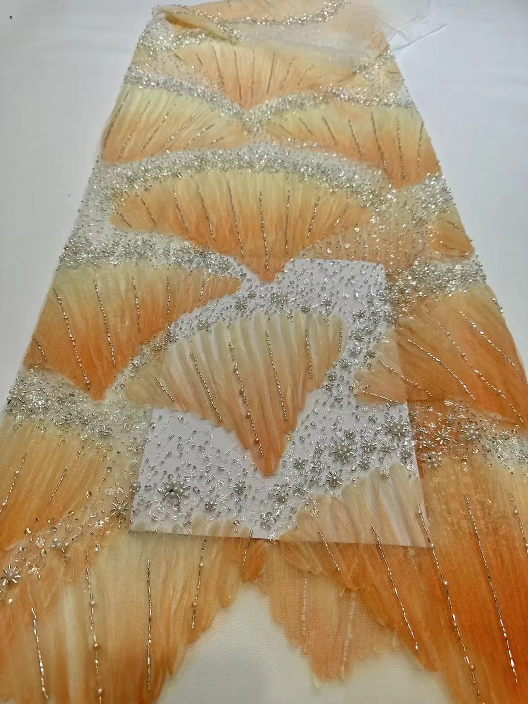 

3D Lace Fabric High Quality Mesh Embroidery Applique 3D Flower Sequins Tulle Nigerian Lace Fabrics For Bridal NLN6255