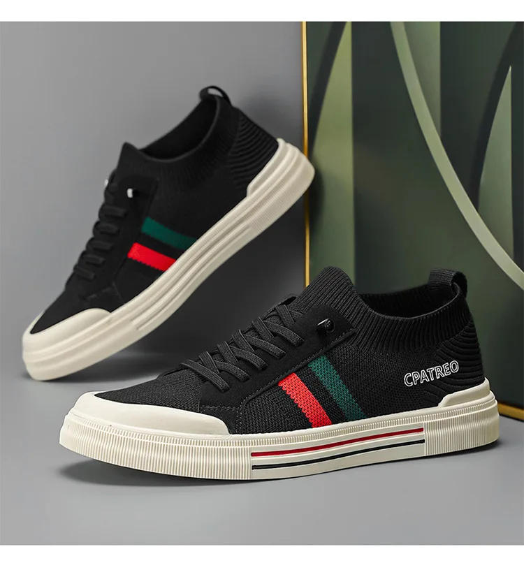 New Shoes for Men Casual Shoes Breathable Knit Street Fashion Flat Skateboard Shoes Youth Cool Loafers