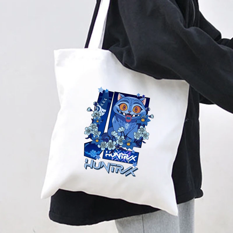 

Холщовая сумка-тоут с героями мультфильмов аниме KPop «Охотники на демонов», студенческая кавайная универсальная сумка для хранения канцелярских принадлежностей для покупок, подарки