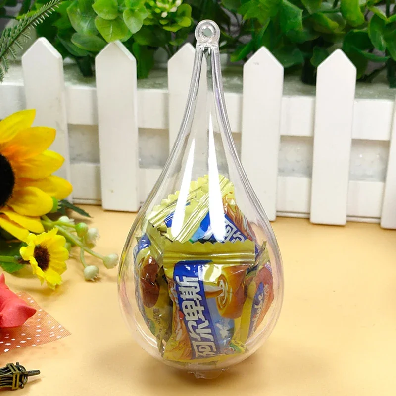 

Transparent Colorful Plastic Water Drop Ball with Hole Candy Packaging Box Clear Boxes for Wedding Baby Shower Party Decoration
