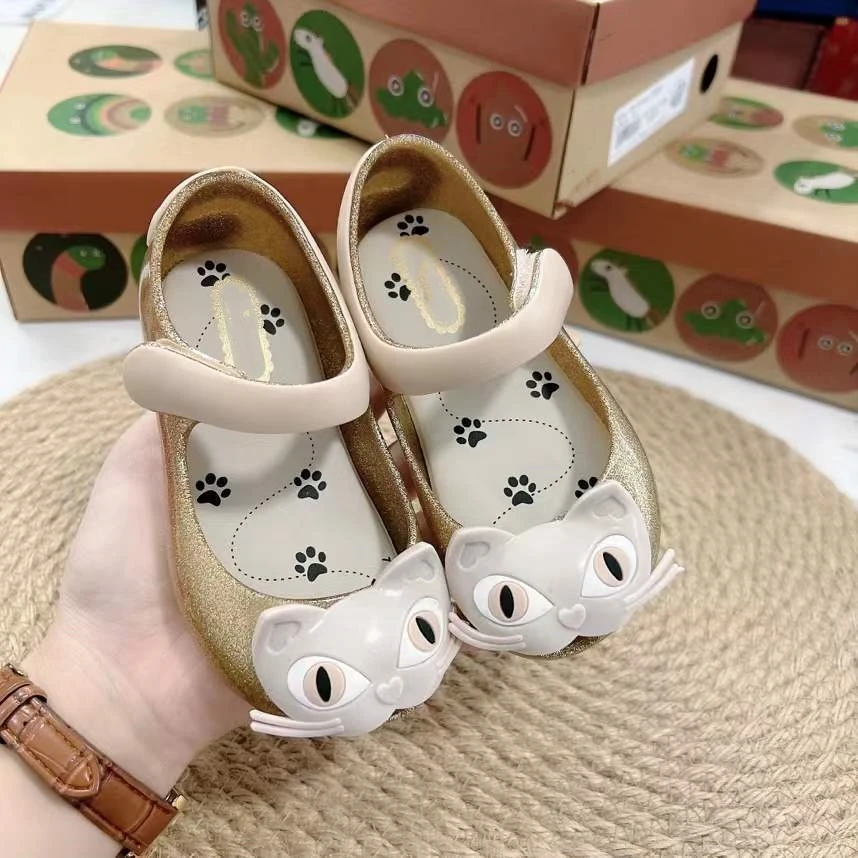 Parent-child Fish Mouth Fragrant Sandals Adult Kids Soft Jelly Shoes Mommy Daughter Shallow Mouth Cartoon Cat Beach Shoes 22-40