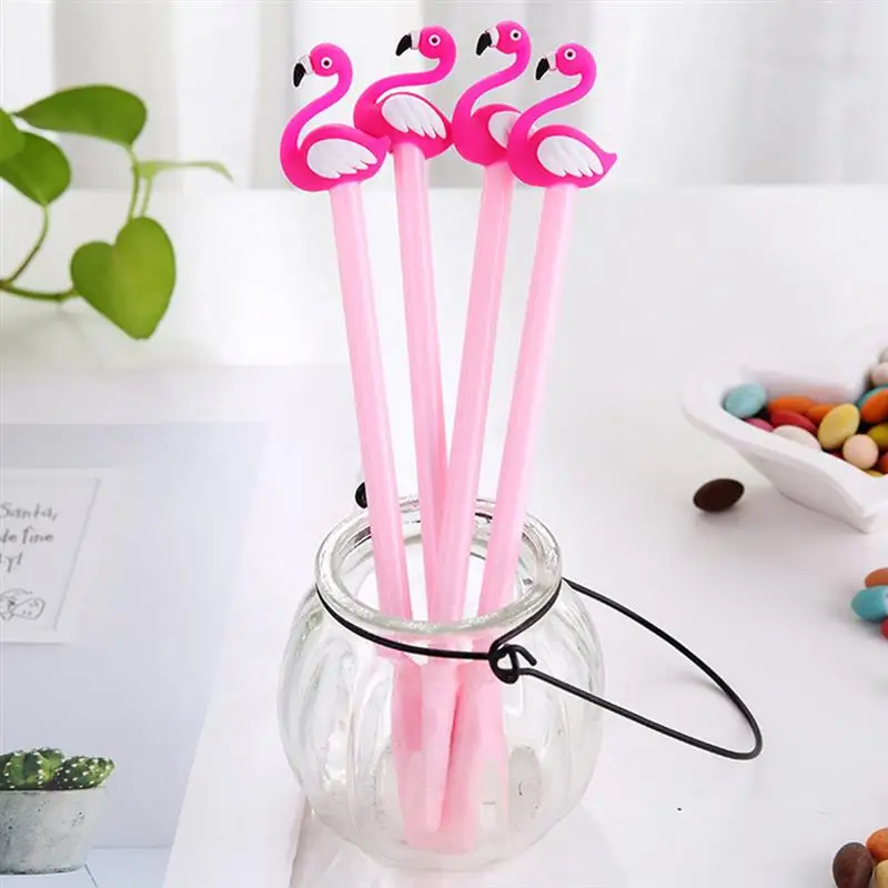 20Pcs Cartoon Gel Pen 0.5mm Flamingo Neutral Pen Student Stationery Neutral Pen Flamingo Signing Gel Pens Kids Gift