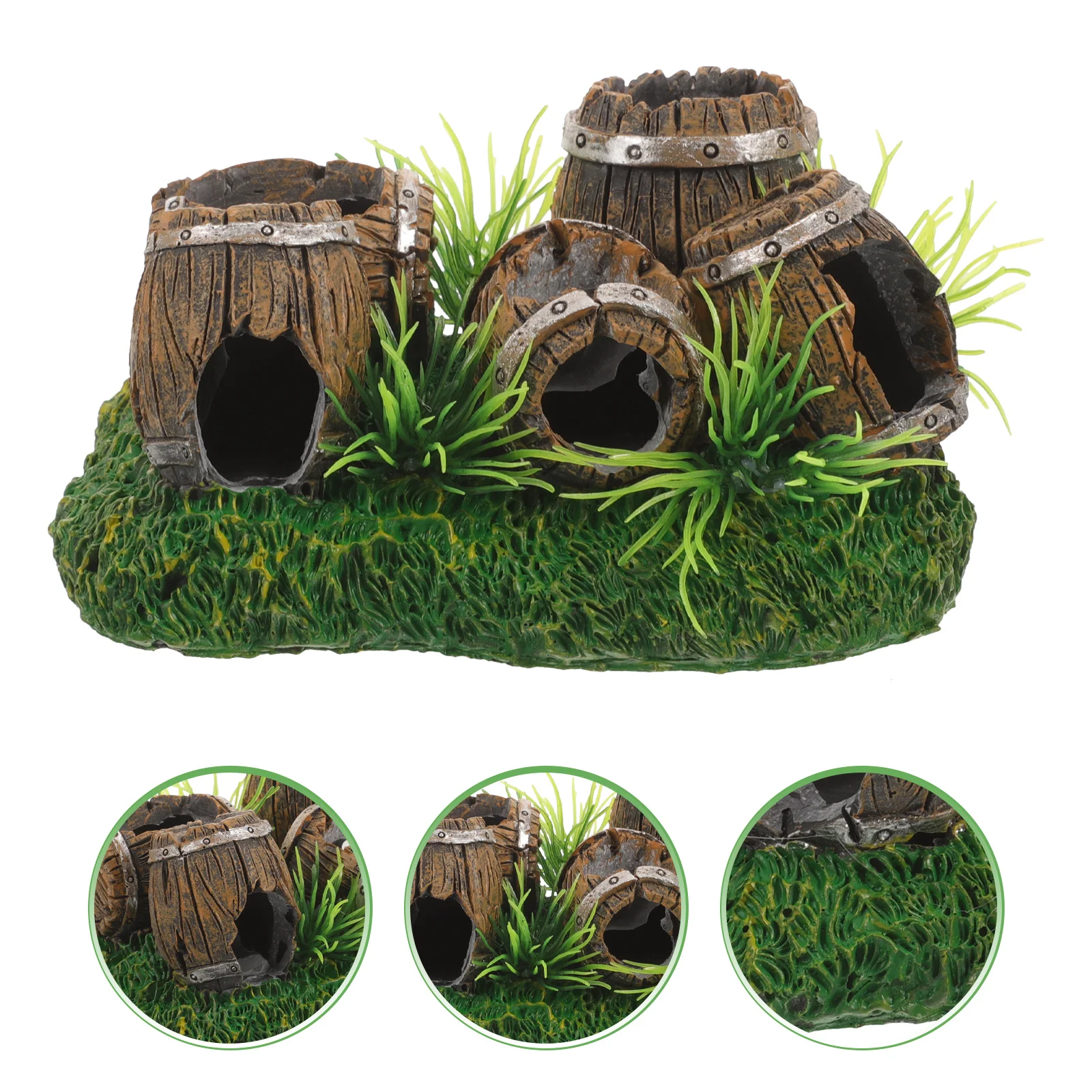 

Fish Tank Barrel Ornaments Stand House for Aquarium Decoration Shrimp Hideout Breeding Cave Hideaway