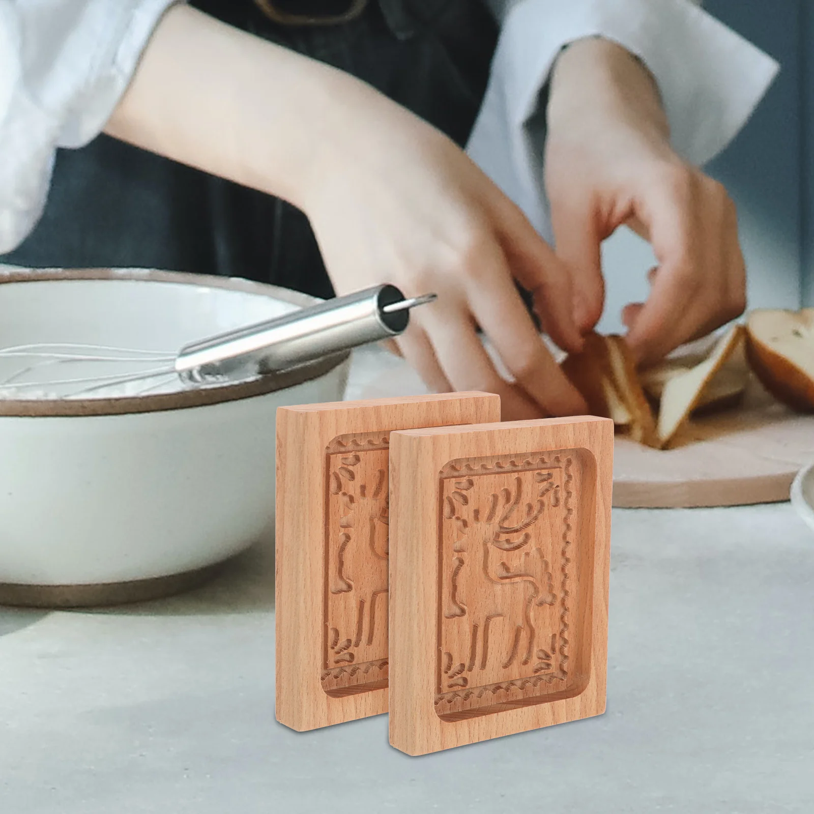 

Wooden Cookie Mold Beech Biscuit Molds Pastry Press Smooth Multi Functional Baking Supplies Easy Demold Washable Long