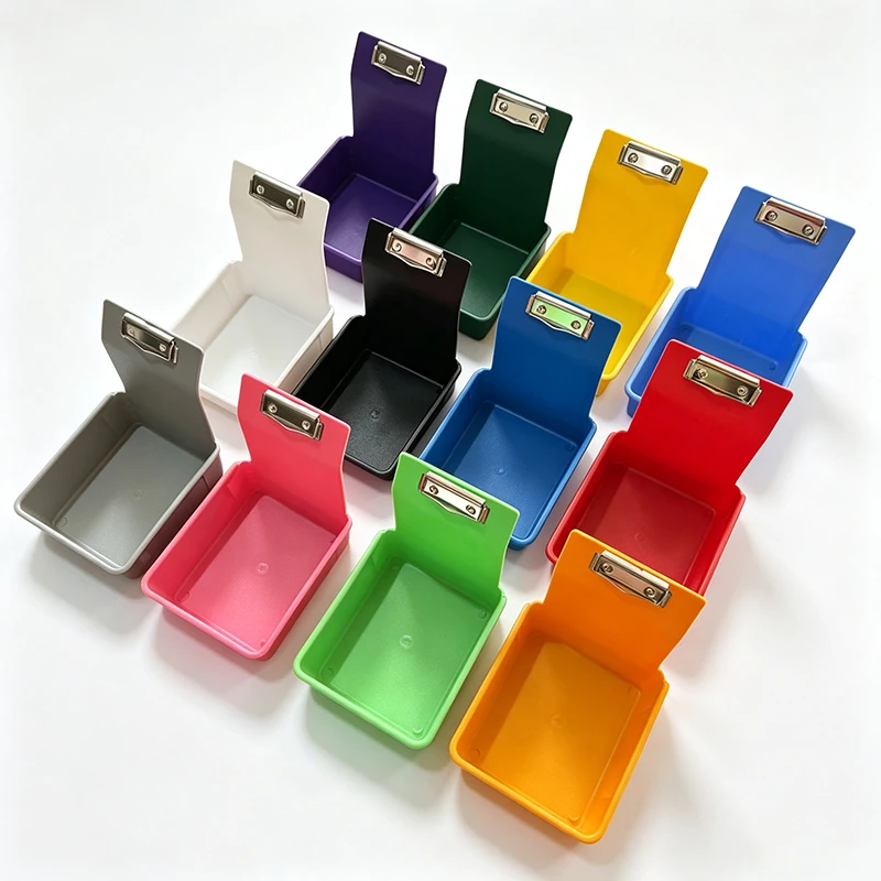 Plastic Storage Box with Metal Clip Lid Multi Color Dental Lab Case Small Sample Organizer Container for Clinic Office