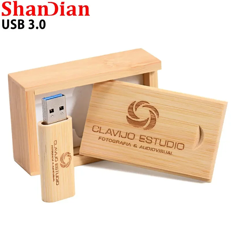 High Speed Wooden Gift Box USB 3.0 Flash Drive Real Capacity Pen Drive Free Custom Logo Memory Stick 64GB/32GB/16GB/8GB U Disk