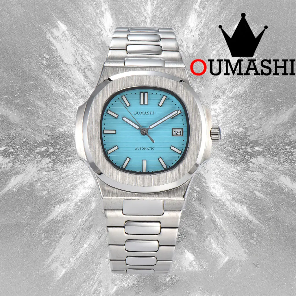 NH Watches 35A Men\'s Watch Ice Blue  Style Automatic Watch Mechanical Watch Sapphire Glass 10Bar Waterproof Watch NH35A OUMASHI